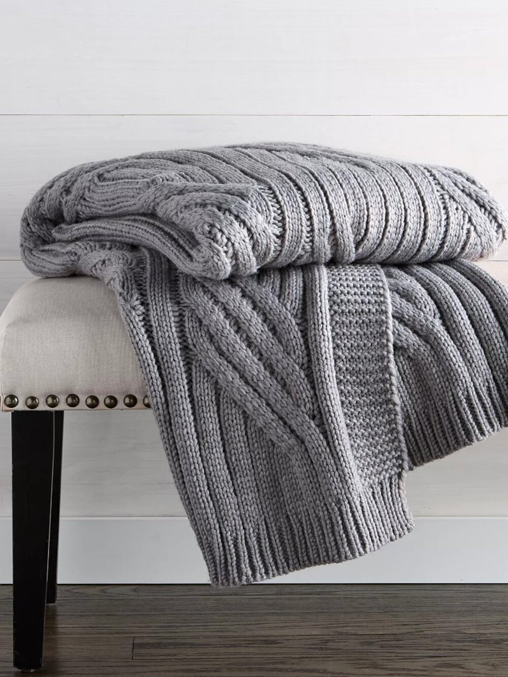 Charter Club Sweater-Knit Throw, 50" x 60" Cloud Gray New